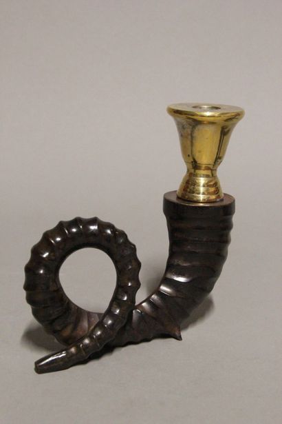 Pair of bronze candlesticks with three patinas...