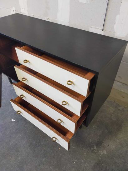 Rectangular chest of drawers in teak, black...