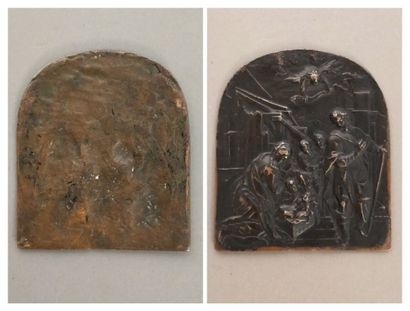 Plaque de baiser de paix en bronze.
Figure...