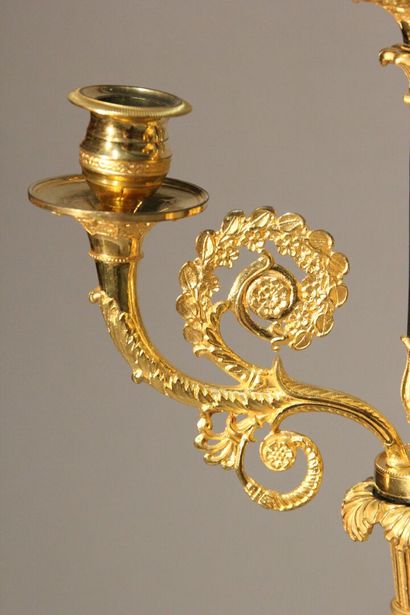 Importante paire de candélabres en bronze...