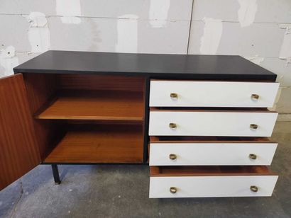 Rectangular chest of drawers in teak, black...