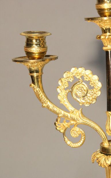 Importante paire de candélabres en bronze...