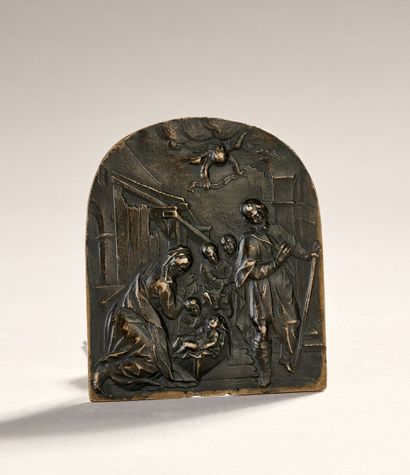 Plaque de baiser de paix en bronze.
Figure...