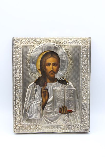 Icône Russe avec représentation du Christ...