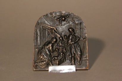 Plaque de baiser de paix en bronze.
Figure...