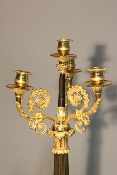 Importante paire de candélabres en bronze...