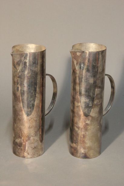 Pair of large straight silver-plated metal...
