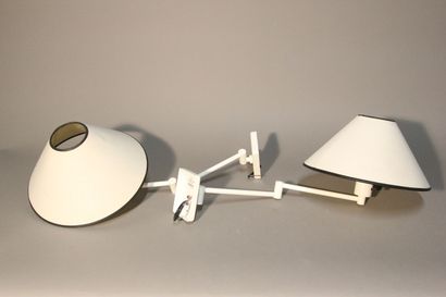 HANSEN LAMPS, New-York.
Pair of white lacquered...