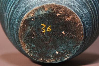 ACCOLAY.
Vase in grog clay enamelled turquoise...