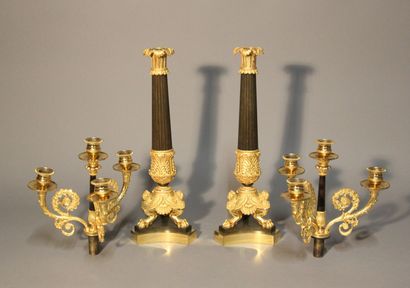 Importante paire de candélabres en bronze...