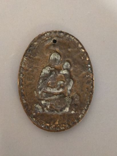 Plaque de baiser de Paix en bronze.
Figure...