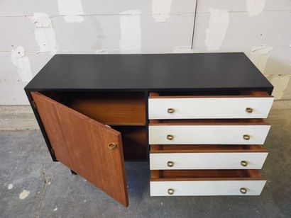 Rectangular chest of drawers in teak, black...