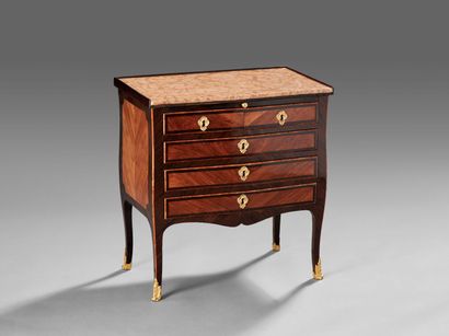 Rosewood and rosewood veneer chest of drawers...