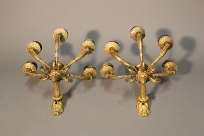 Paire d'appliques en bronze doré et ciselé...