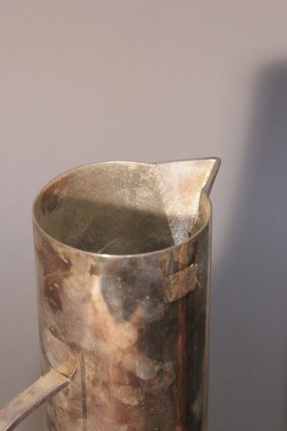 Pair of large straight silver-plated metal...