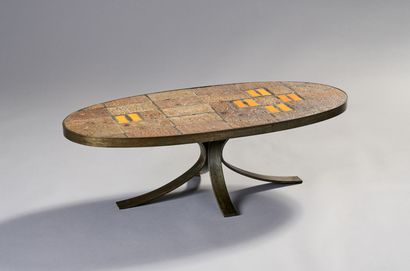 Coffee table of oblong form.
Decorated on...