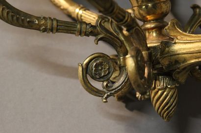 Paire d'appliques en bronze doré et ciselé...