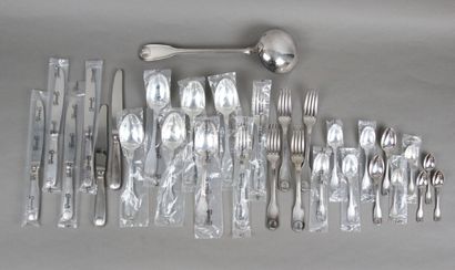 CHRISTOFLE.
Partie de ménagère en métal argenté,...