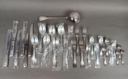 CHRISTOFLE.
Partie de ménagère en métal argenté,...