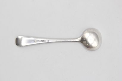 Cuillère à moutarde en métal argenté, à frises...