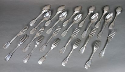 CHRISTOFLE.
Ménagère en métal argenté de...