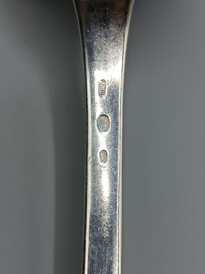 CHRISTOFLE 
Cuillère à ragoût de modèle uni-plat...