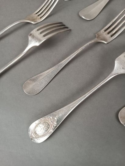 CHRISTOFLE.
Partie de ménagère, modèle uniplat.
Spatule...