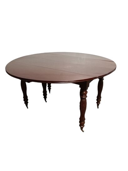 Table de salle à manger en acajou et placage...