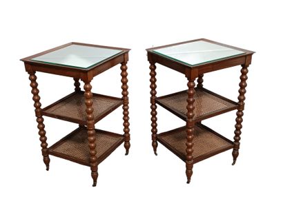 Paire de tables de salon en acajou toute...