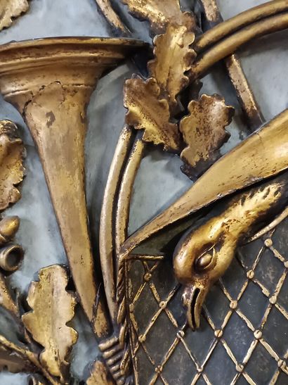 Gilded wood paneling. 
Carved wooden decor...