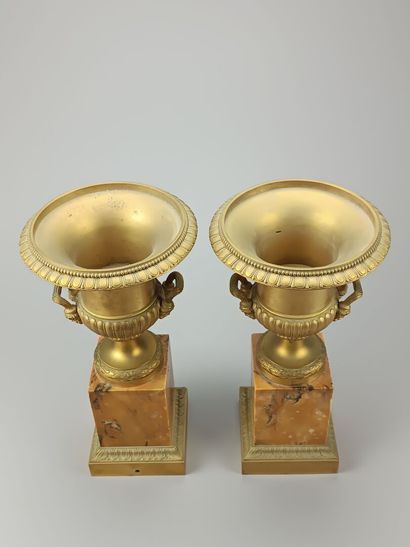 Pair of gilt bronze Medici vases of antique...