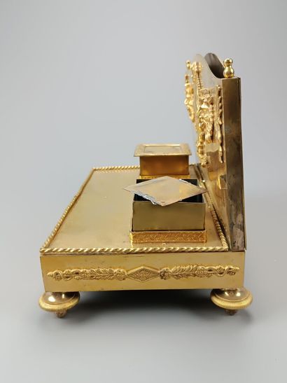 Rectangular gilt bronze and chased letter-holder...