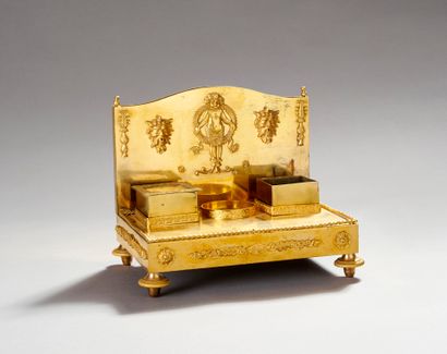 Rectangular gilt bronze and chased letter-holder...