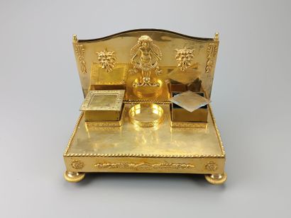 Rectangular gilt bronze and chased letter-holder...