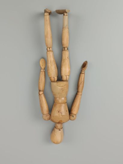 Large fully articulated wooden artist's mannequin.
Early...