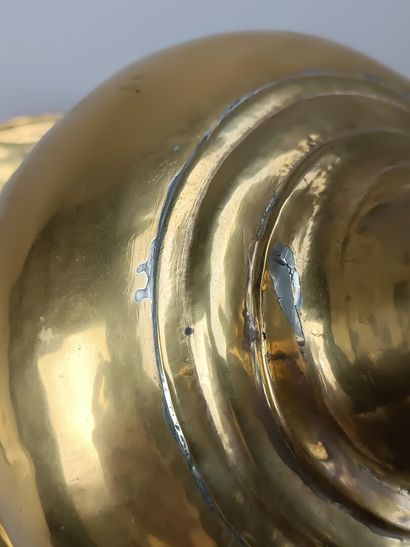 Brass ewer and basin.
The neck is outlined...