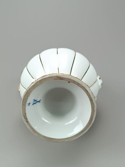 MEISSEN.
Coffee pot, cup and saucer in white...