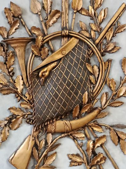 Gilded wood paneling. 
Carved wooden decor...