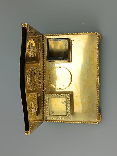 Rectangular gilt bronze and chased letter-holder...
