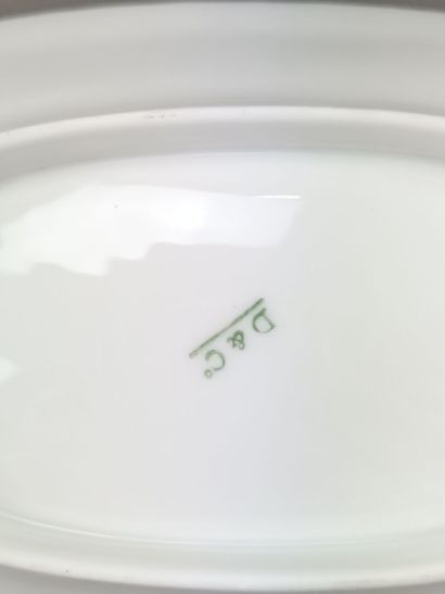 Serving set in white porcelain with gold...