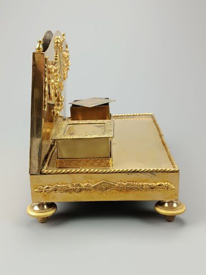 Rectangular gilt bronze and chased letter-holder...