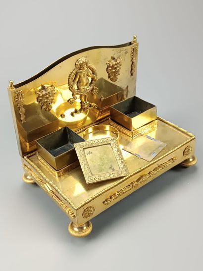 Rectangular gilt bronze and chased letter-holder...