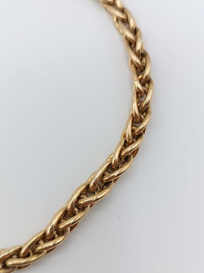 Chaine de montre en or jaune et argent à...
