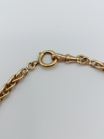 Chaine de montre en or jaune et argent à...