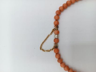 Collier en chute orné de billes de corail.
Fermoir...