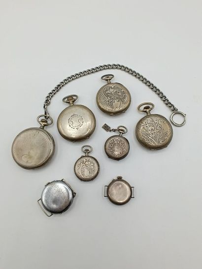 Lot de six montres en argent dont quatre...