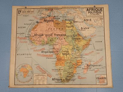 Lot de 7 cartes géographique murales VIDAL-LABLACHE....