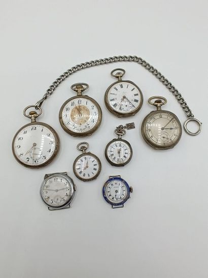 Lot de six montres en argent dont quatre...