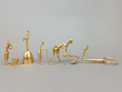 ART AFRICAIN
Lot de 7 sujets en métal doré...