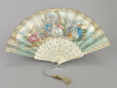 Deux éventails à décor de scènes galantes.
Décor...